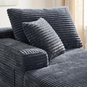 English Elm Gray Corduroy Low Profile Armless Accent Chair for Lounging in Any Modern Space W5515P479923