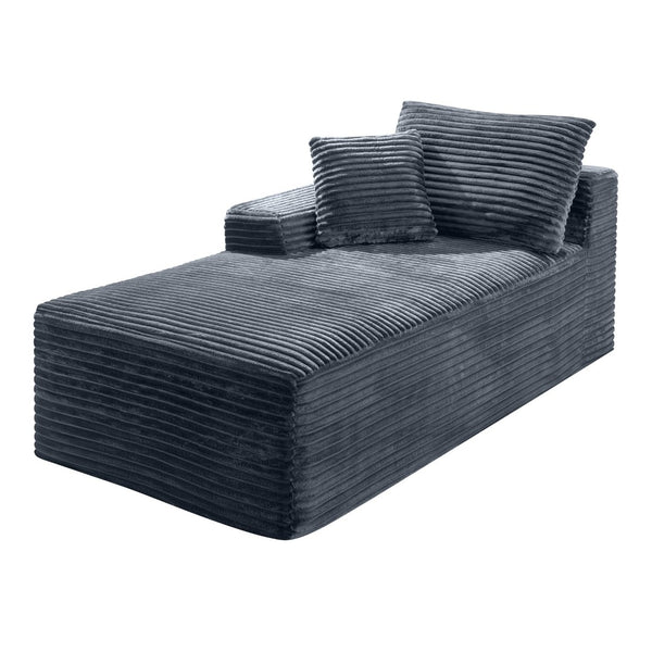 English Elm Gray Corduroy Low Profile Armless Accent Chair for Lounging in Any Modern Space W5515P479923