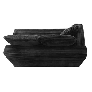 English Elm Black Corduroy Floor Level Armless Two Seat Sofa for Modular Living Spaces Accent Chair W5515P479938