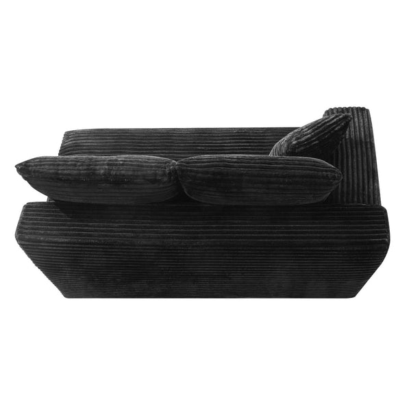 English Elm Black Corduroy Floor Level Armless Two Seat Sofa for Modular Living Spaces Accent Chair W5515P479938