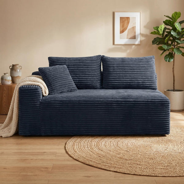 English Elm Gray Corduroy Floor Level Modular Sofa Legless Low Profile Lounger for Japandi Spaces W5515P479942