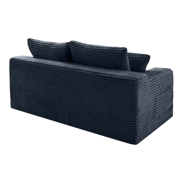 English Elm Gray Corduroy Floor Level Modular Sofa Legless Low Profile Lounger for Japandi Spaces W5515P479942