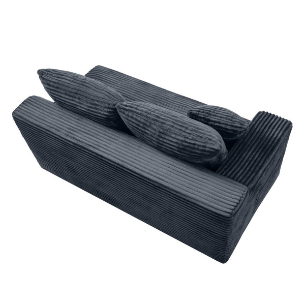 English Elm Gray Corduroy Floor Level Modular Sofa Legless Low Profile Lounger for Japandi Spaces W5515P479942