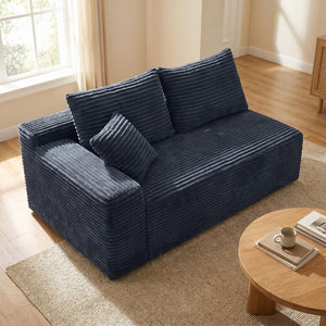 English Elm Gray Corduroy Floor Level Modular Sofa Legless Low Profile Lounger for Japandi Spaces W5515P479942