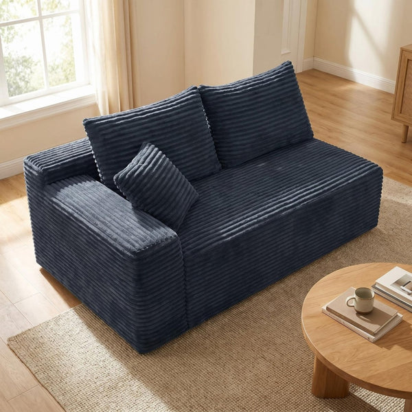 English Elm Gray Corduroy Floor Level Modular Sofa Legless Low Profile Lounger for Japandi Spaces W5515P479942