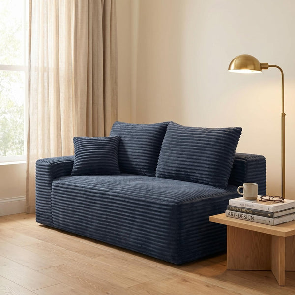 English Elm Gray Corduroy Floor Level Modular Sofa Legless Low Profile Lounger for Japandi Spaces W5515P479942