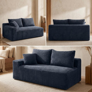English Elm Gray Corduroy Floor Level Modular Sofa Legless Low Profile Lounger for Japandi Spaces W5515P479942