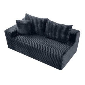 English Elm Gray Corduroy Floor Level Modular Sofa Legless Low Profile Lounger for Japandi Spaces W5515P479942