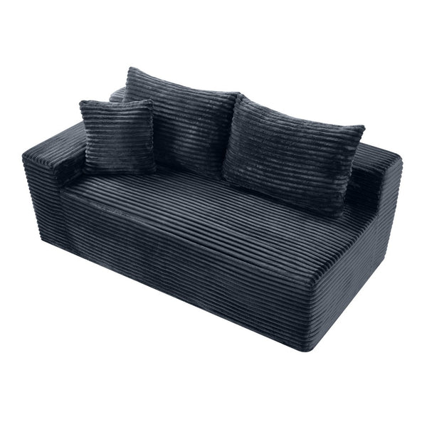 English Elm Gray Corduroy Floor Level Modular Sofa Legless Low Profile Lounger for Japandi Spaces W5515P479942