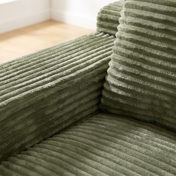 English Elm Green Corduroy Armless Floor Loveseat Low Profile Japanese Style Compact Sofa W5515P479944