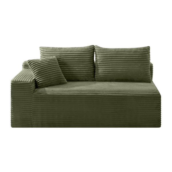 English Elm Green Corduroy Armless Floor Loveseat Low Profile Japanese Style Compact Sofa W5515P479944