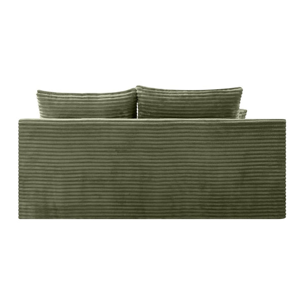 English Elm Green Corduroy Armless Floor Loveseat Low Profile Japanese Style Compact Sofa W5515P479944