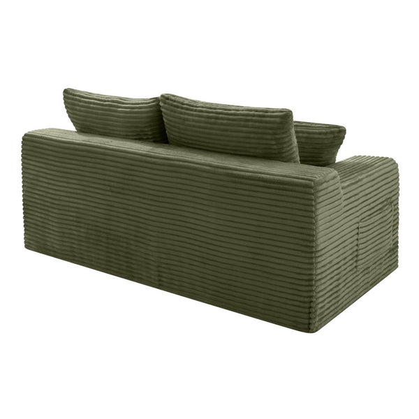 English Elm Green Corduroy Armless Floor Loveseat Low Profile Japanese Style Compact Sofa W5515P479944