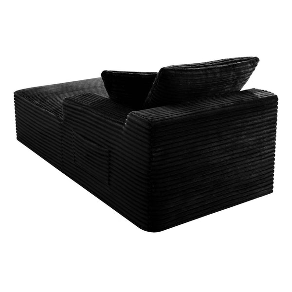 English Elm Black Corduroy Legless Armless Accent Chair Low Profile Modular Floor Seating W5515P479946