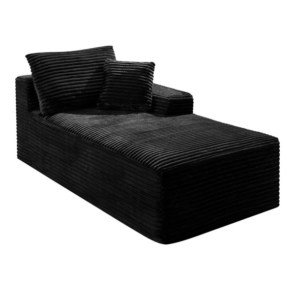 English Elm Black Corduroy Legless Armless Accent Chair Low Profile Modular Floor Seating W5515P479946