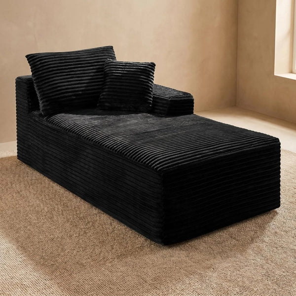 English Elm Black Corduroy Legless Armless Accent Chair Low Profile Modular Floor Seating W5515P479946