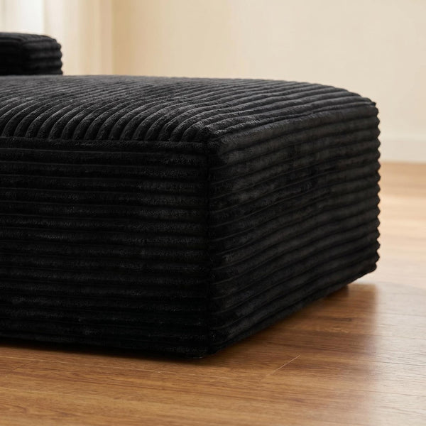 English Elm Black Corduroy Legless Armless Accent Chair Low Profile Modular Floor Seating W5515P479946