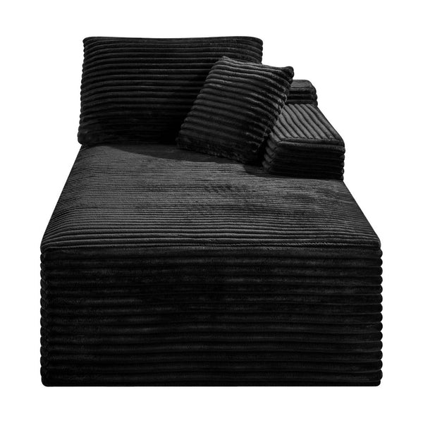 English Elm Black Corduroy Legless Armless Accent Chair Low Profile Modular Floor Seating W5515P479946