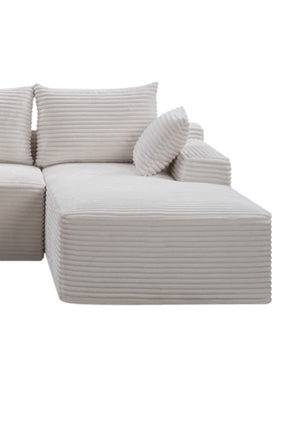 English Elm D-176 Jumbo Corduroy Sectional Chaise Sofa for Minimalist Bohemian Living Rooms Right Chaise W5515P479948