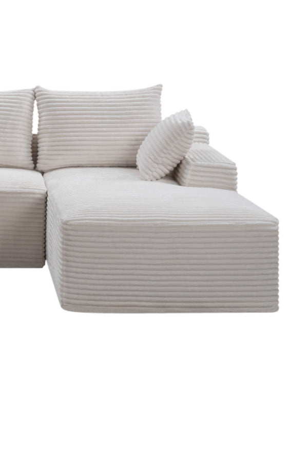 English Elm D-176 Jumbo Corduroy Sectional Chaise Sofa for Minimalist Bohemian Living Rooms Right Chaise W5515P479948