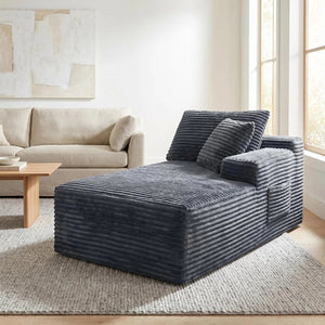 English Elm Gray Corduroy Legless Accent Chair Low Profile Armless Seat for Home Theater W5515P479955
