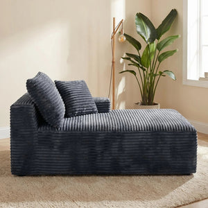 English Elm Gray Corduroy Legless Accent Chair Low Profile Armless Seat for Home Theater W5515P479955
