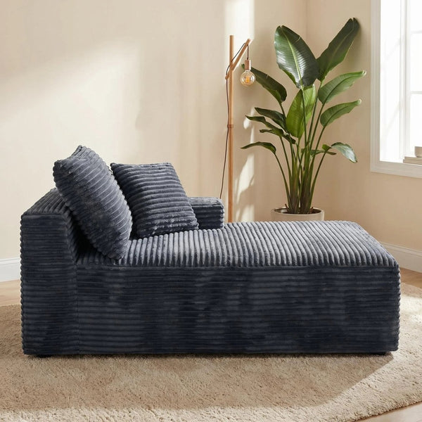 English Elm Gray Corduroy Legless Accent Chair Low Profile Armless Seat for Home Theater W5515P479955