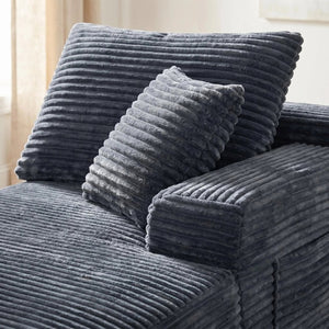 English Elm Gray Corduroy Legless Accent Chair Low Profile Armless Seat for Home Theater W5515P479955