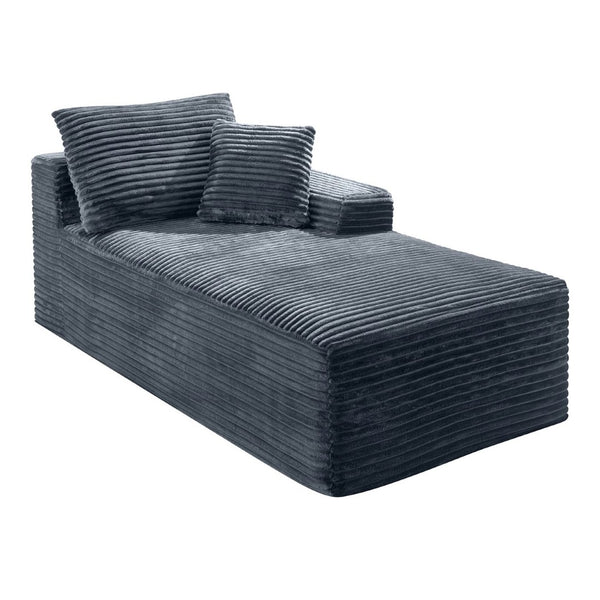 English Elm Gray Corduroy Legless Accent Chair Low Profile Armless Seat for Home Theater W5515P479955