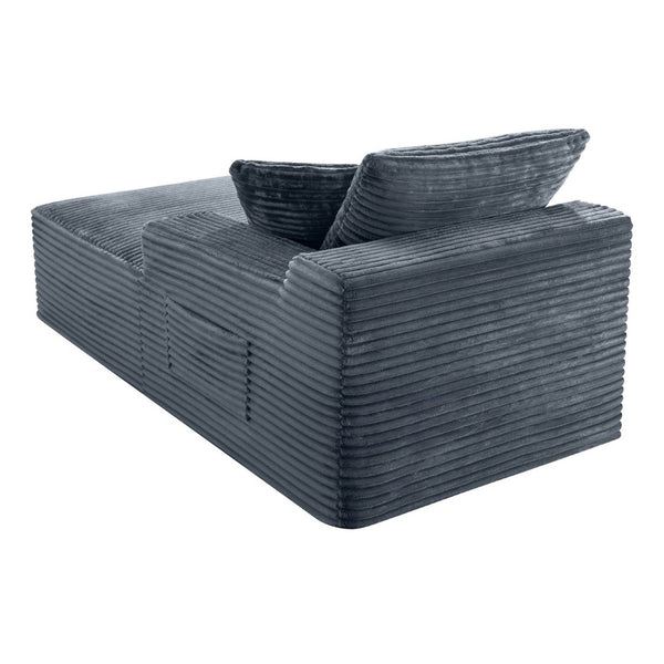 English Elm Gray Corduroy Legless Accent Chair Low Profile Armless Seat for Home Theater W5515P479955