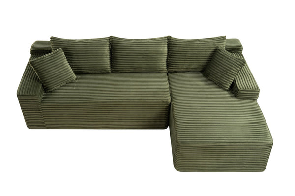 English Elm D-176 Jumbo Corduroy L-Shaped Sectional with Chaise for Modern Living Rooms Right Chaise W5515P479968