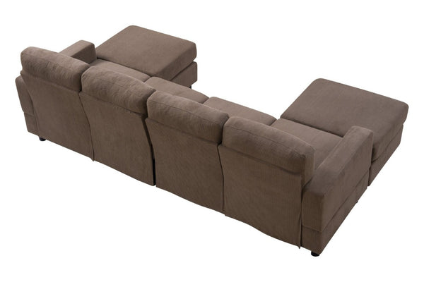 English Elm 2 Seater Modular Corduroy Sectional Sofa with Ottomans for Boho Living Rooms W5515P479990