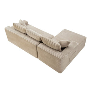 English Elm 94.5 Inch Corduroy L-Shaped Sectional with Reversible Chaise for Living Room W5515P493685