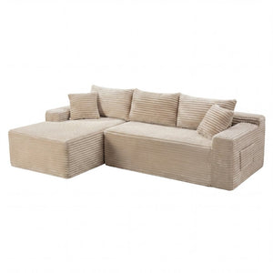 English Elm 94.5 Inch Corduroy L-Shaped Sectional with Reversible Chaise for Living Room W5515P493685
