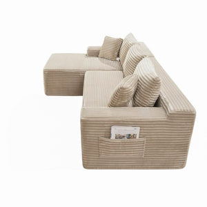English Elm 94.5 Inch Corduroy L-Shaped Sectional with Reversible Chaise for Living Room W5515P493685