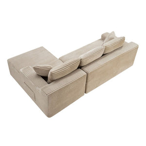 English Elm 94.5 Inch Jumbo Corduroy Sectional Sofa with Reversible Chaise for Living Room W5515P493686