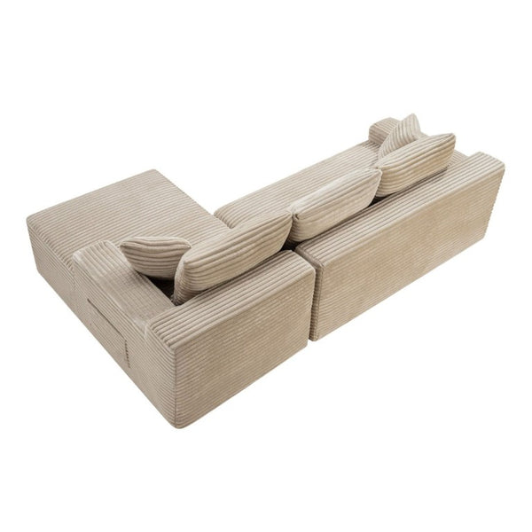 English Elm 94.5 Inch Jumbo Corduroy Sectional Sofa with Reversible Chaise for Living Room W5515P493686