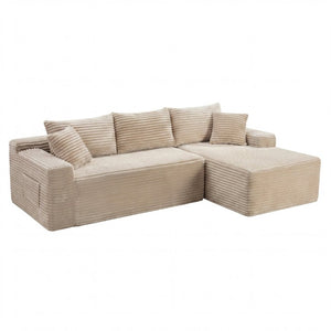 English Elm 94.5 Inch Jumbo Corduroy Sectional Sofa with Reversible Chaise for Living Room W5515P493686