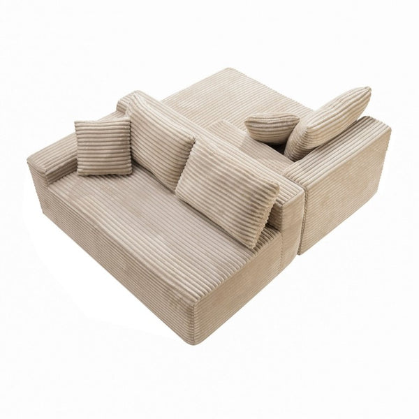English Elm 94.5 Inch Jumbo Corduroy Sectional Sofa with Reversible Chaise for Living Room W5515P493686