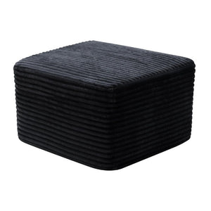 English Elm 27.6 Inch Ribbed Corduroy Square Ottoman Soft Padded Footrest for Living Room or Bedroom Black W5515P495947