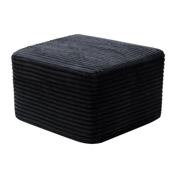 English Elm 27.6 Inch Ribbed Corduroy Square Ottoman Soft Padded Footrest for Living Room or Bedroom Black W5515P495947