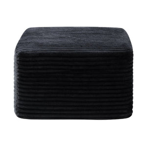 English Elm 27.6 Inch Ribbed Corduroy Square Ottoman Soft Padded Footrest for Living Room or Bedroom Black W5515P495947