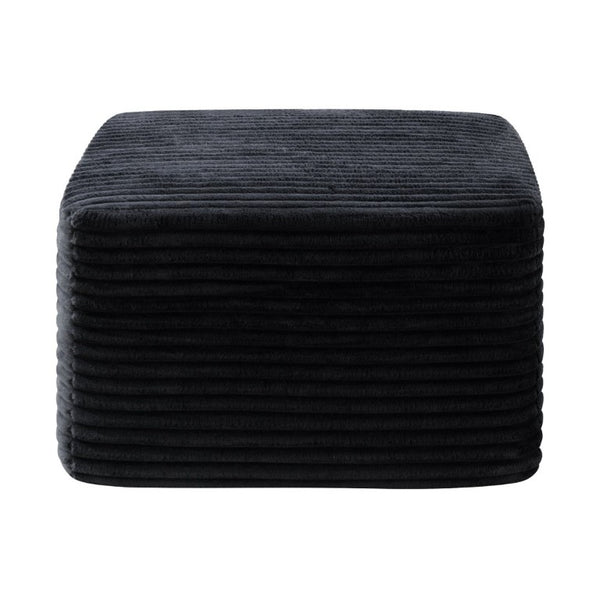 English Elm 27.6 Inch Ribbed Corduroy Square Ottoman Soft Padded Footrest for Living Room or Bedroom Black W5515P495947