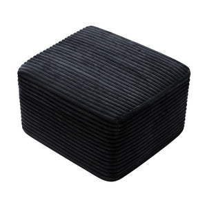 English Elm 27.6 Inch Ribbed Corduroy Square Ottoman Soft Padded Footrest for Living Room or Bedroom Black W5515P495947