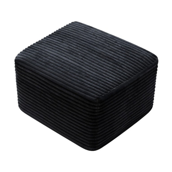 English Elm 27.6 Inch Ribbed Corduroy Square Ottoman Soft Padded Footrest for Living Room or Bedroom Black W5515P495947