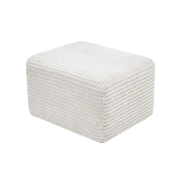 English Elm 27.6 Inch Ribbed Corduroy Square Ottoman Soft Padded Footrest for Living Room or Bedroom White W5515P495949
