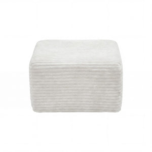 English Elm 27.6 Inch Ribbed Corduroy Square Ottoman Soft Padded Footrest for Living Room or Bedroom White W5515P495949