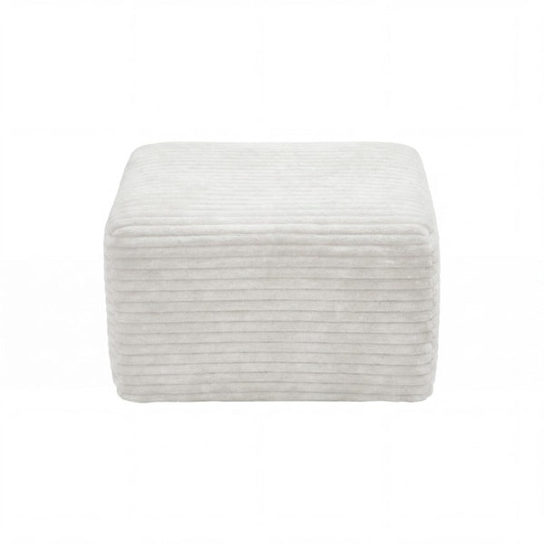 English Elm 27.6 Inch Ribbed Corduroy Square Ottoman Soft Padded Footrest for Living Room or Bedroom White W5515P495949