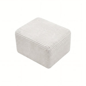 English Elm 27.6 Inch Ribbed Corduroy Square Ottoman Soft Padded Footrest for Living Room or Bedroom White W5515P495949