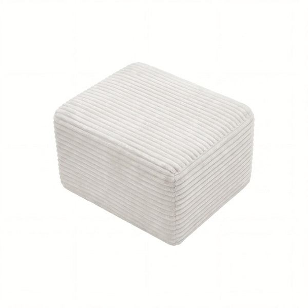 English Elm 27.6 Inch Ribbed Corduroy Square Ottoman Soft Padded Footrest for Living Room or Bedroom White W5515P495949